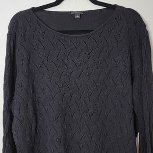 Ann Taylor Lacy Medium Weight Black Knit Sweater